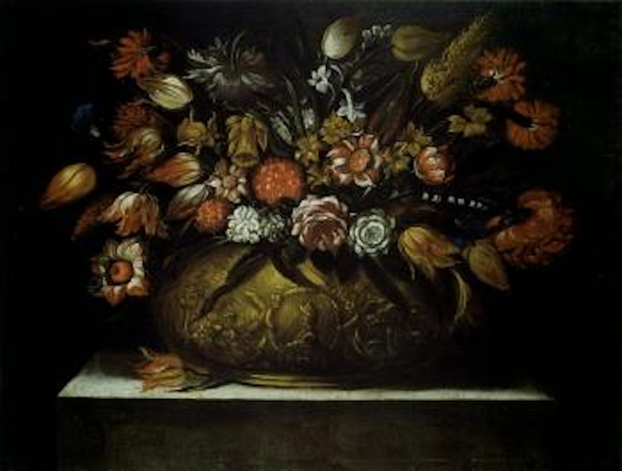 Flowers in vase by Roman School