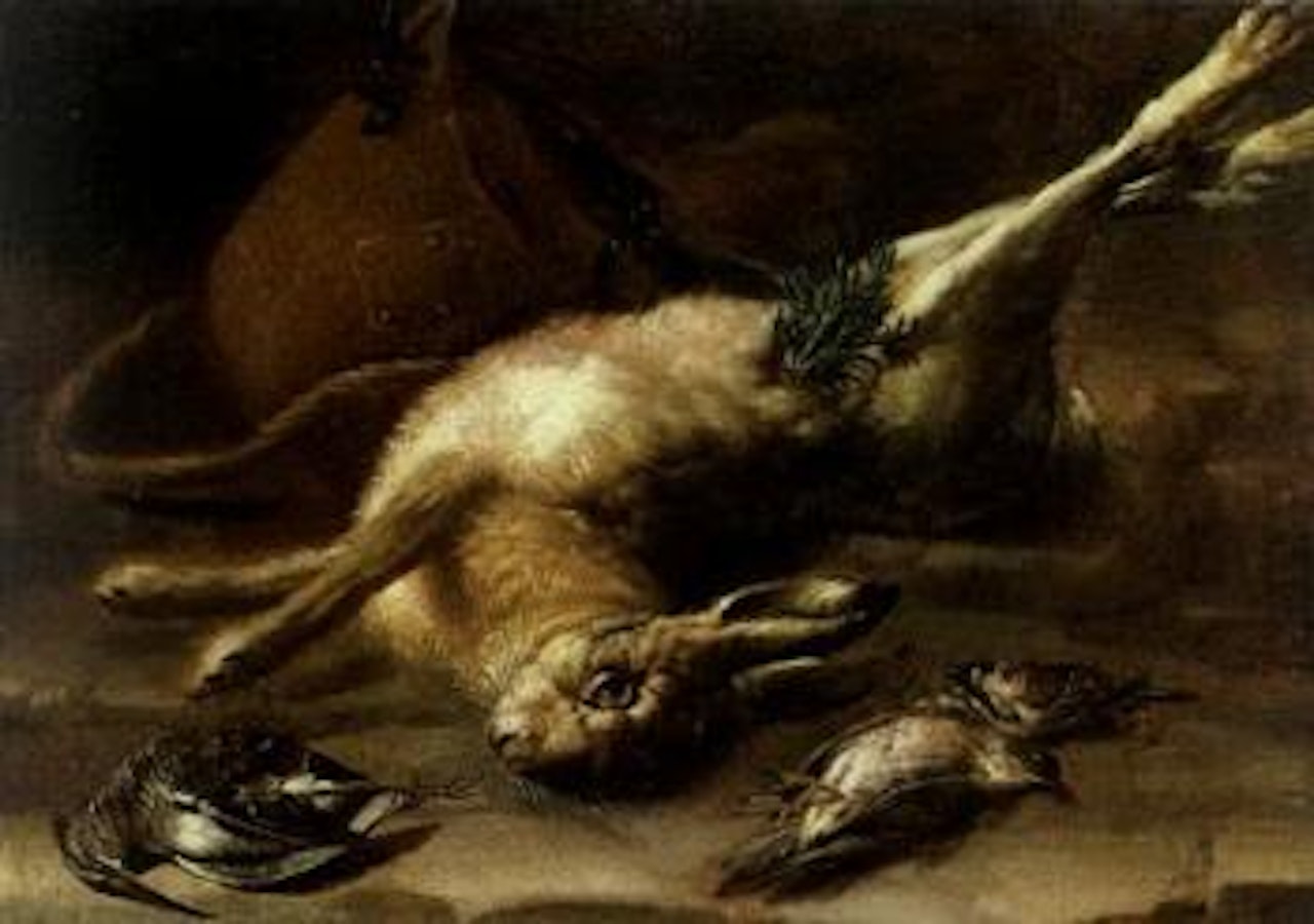 Dead rabbit and fowl by Italian School