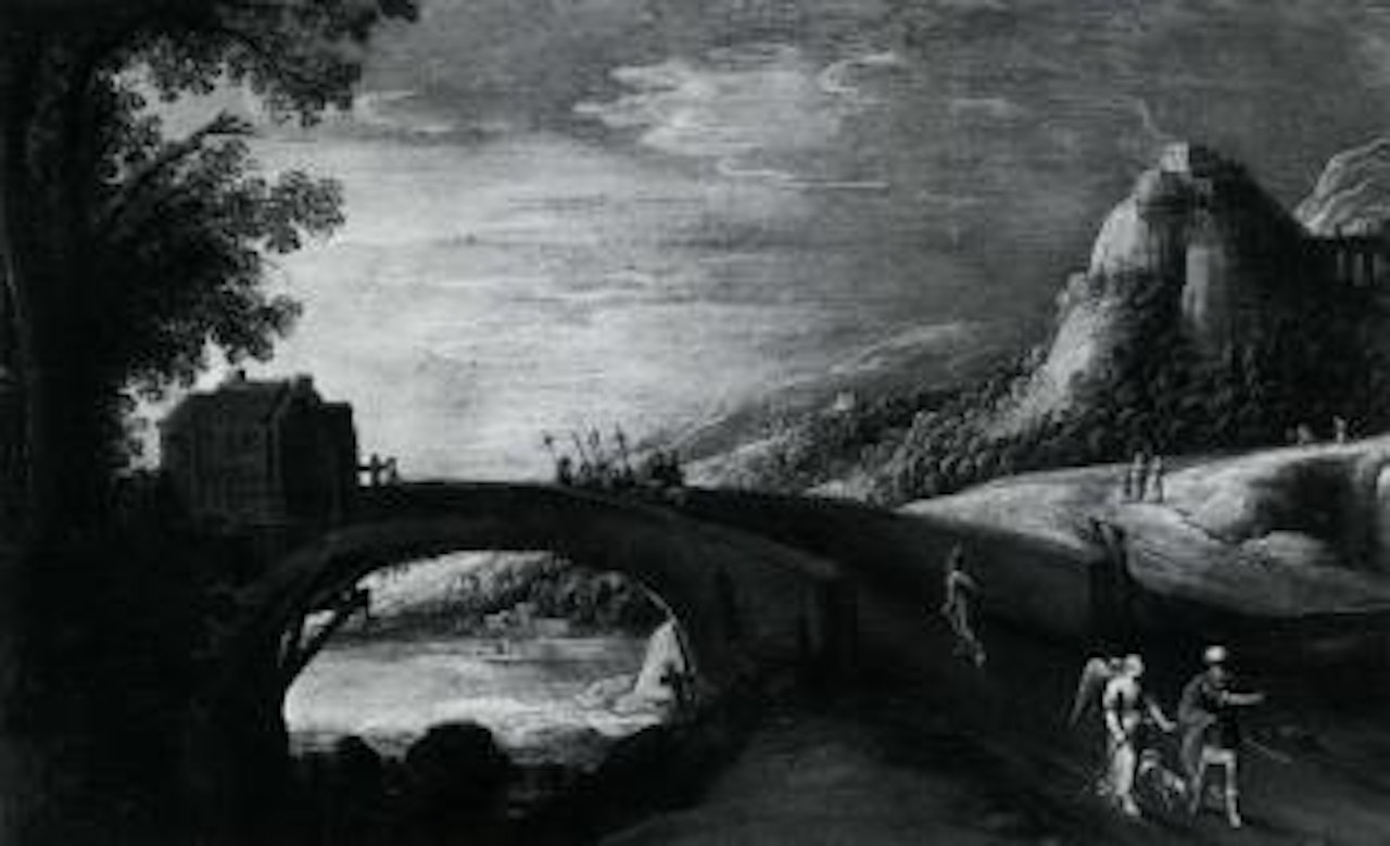 River landscape with bridge by Joos de Momper the Younger