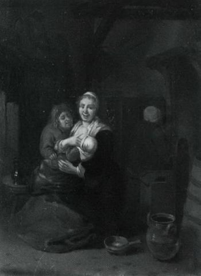 Interior with mother and child by Jan Miense Molenaer