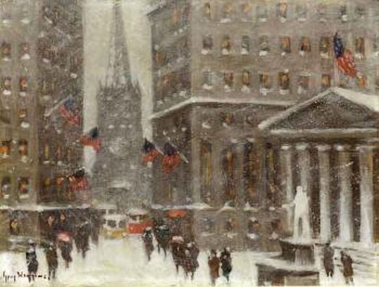 Financial district,winter, New York by Guy Carleton Wiggins
