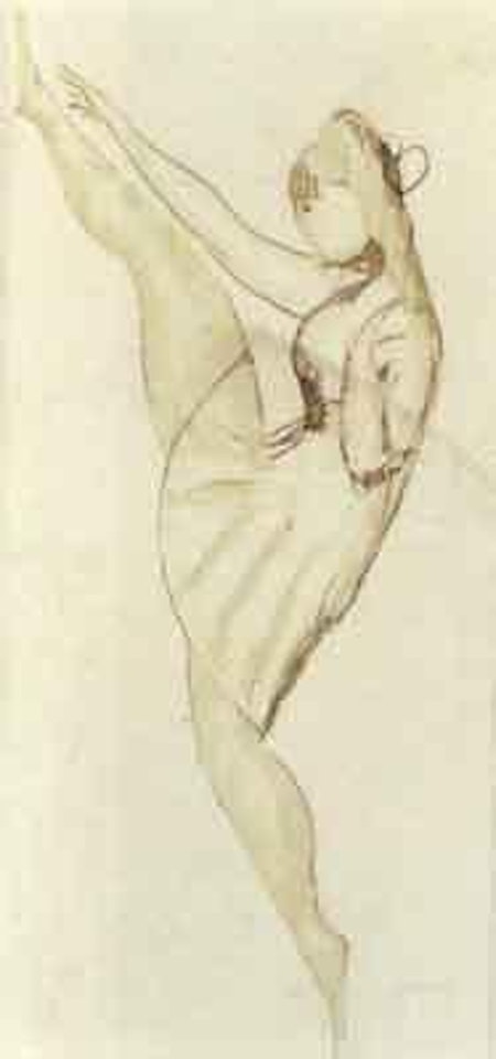 Dancer. Man and woman. Woman in dress. Woman sitting in chair in profile by Elie Nadelman