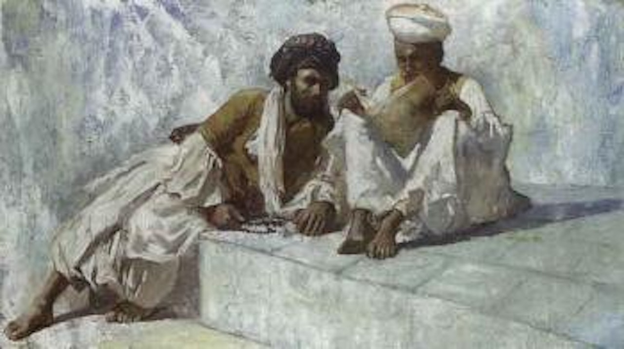 Heure de priere dans mosque de Perle a Agra by Edwin Lord Weeks