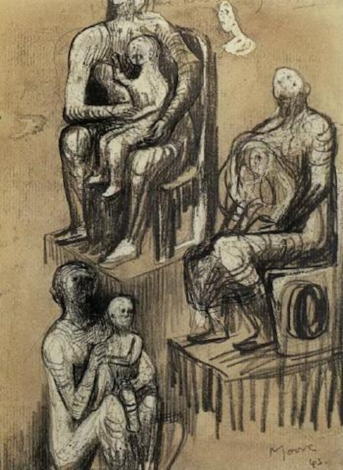 Mother and child studies by Henry Moore
