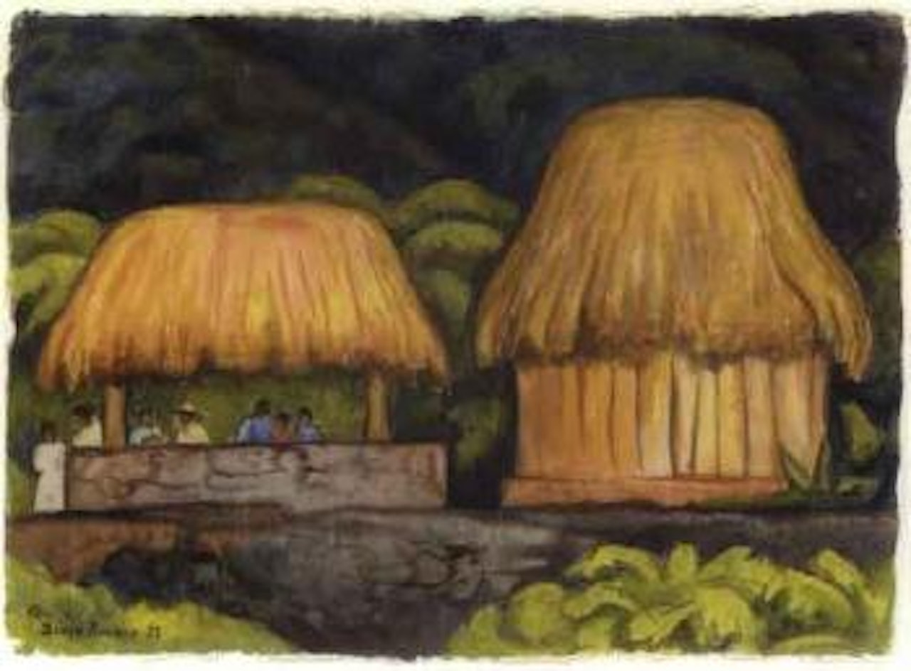 Aldea en selva by Diego Rivera