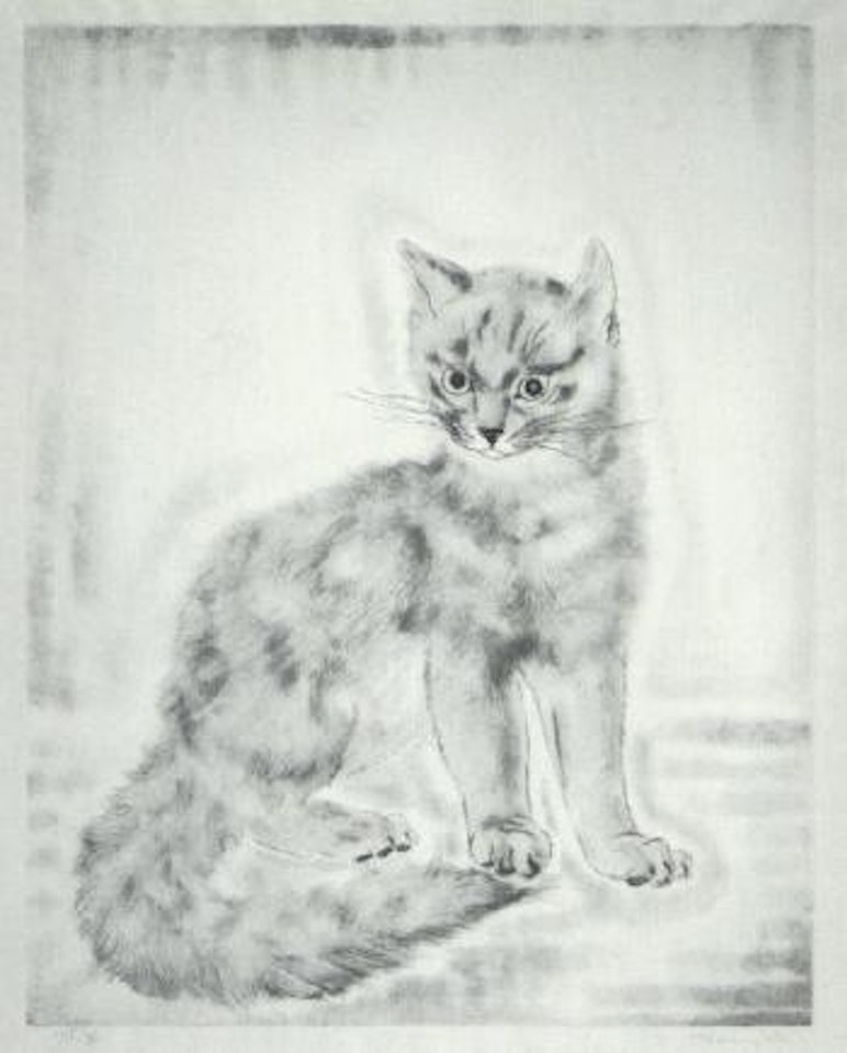 Chat assis by Leonard Tsuguharu Foujita