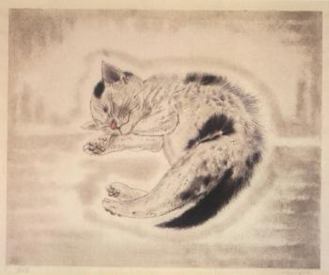 Chaton endormi by Leonard Tsuguharu Foujita