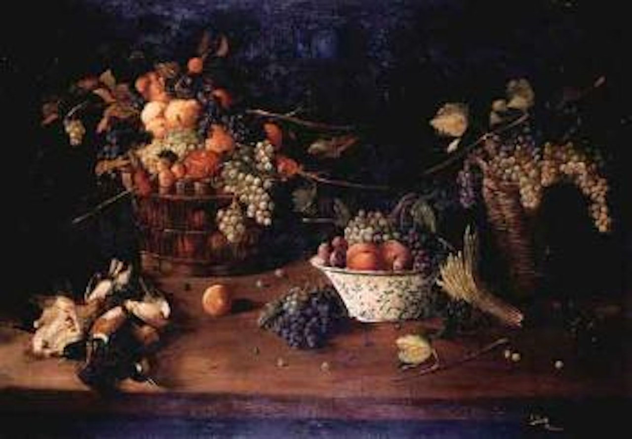 Still life with baskets of fruit by Spanish School