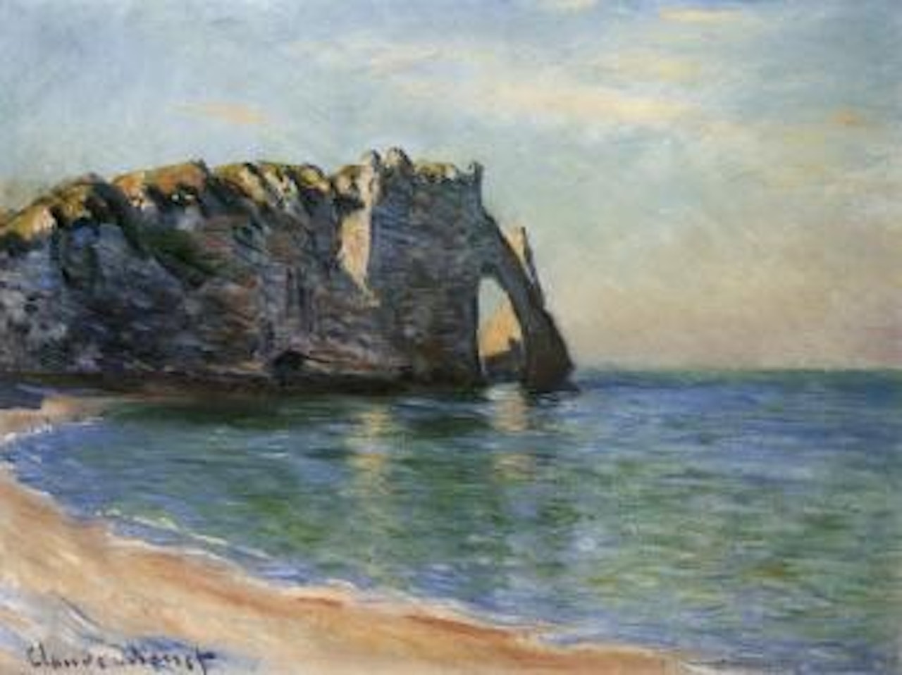 La falaise d'Aval, la porte et L'Aigille by Claude Monet