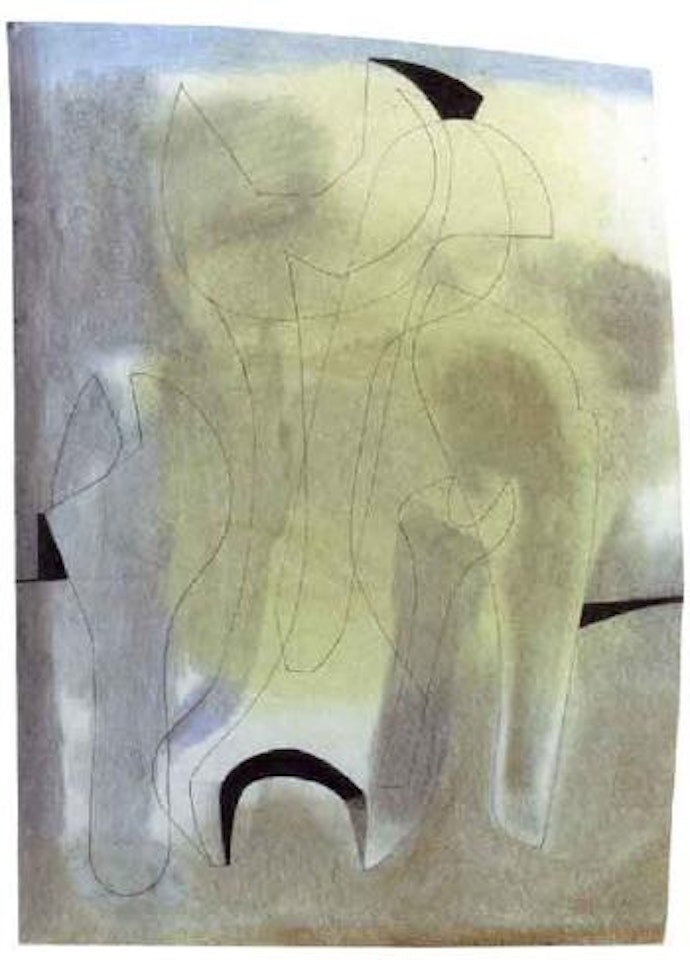 Spanners pale yellow and blue by Ben Nicholson, O.M.