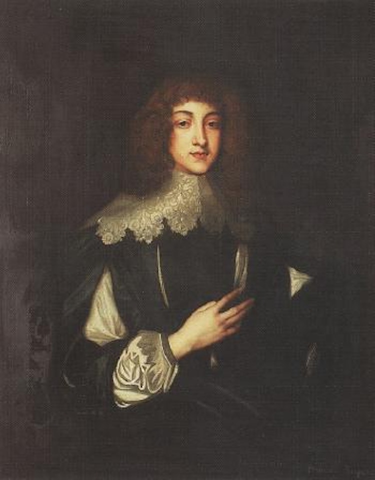 Prince Rupert, in black dress with white collar by Anthony van Dyck