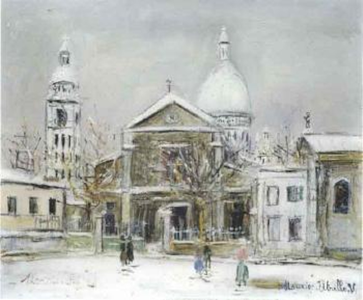 Place Saint-Pierre a Montmartre avec Sacre-Coeur au fond by Maurice Utrillo