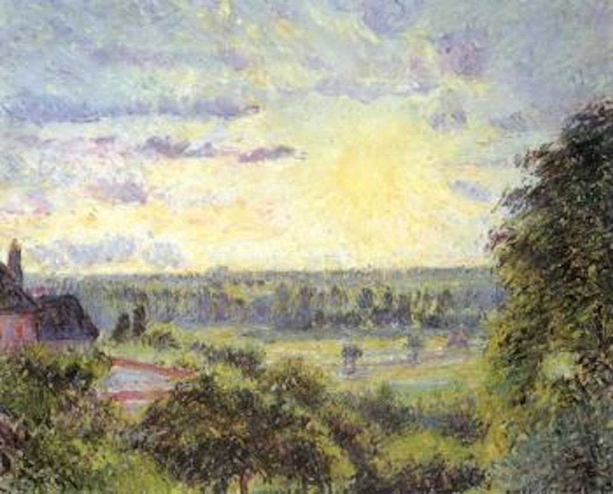 Soleil couchant a Eragny by Camille Pissarro