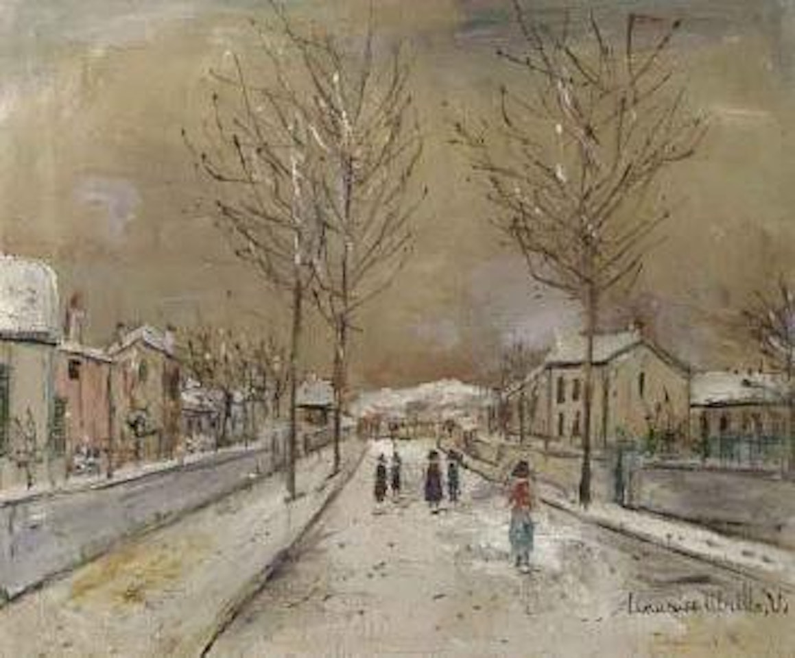 Rue de village sous neige a Sannois by Maurice Utrillo