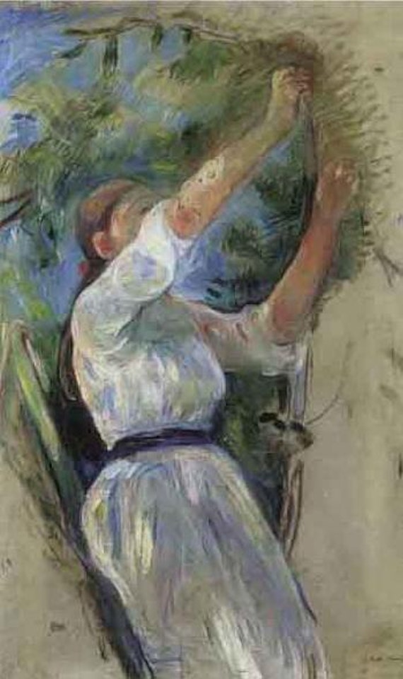 Jeune fille cueillant cerises by Berthe Morisot