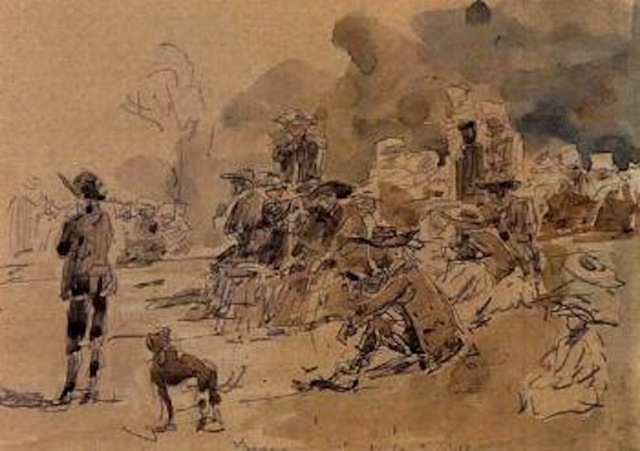 Paysans Bretons regardant spectacle by Eugène Boudin