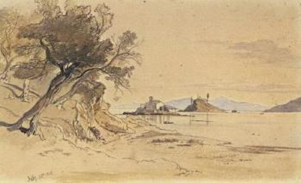 View from the Kanoni Cliffs, Corfu by Edward Lear