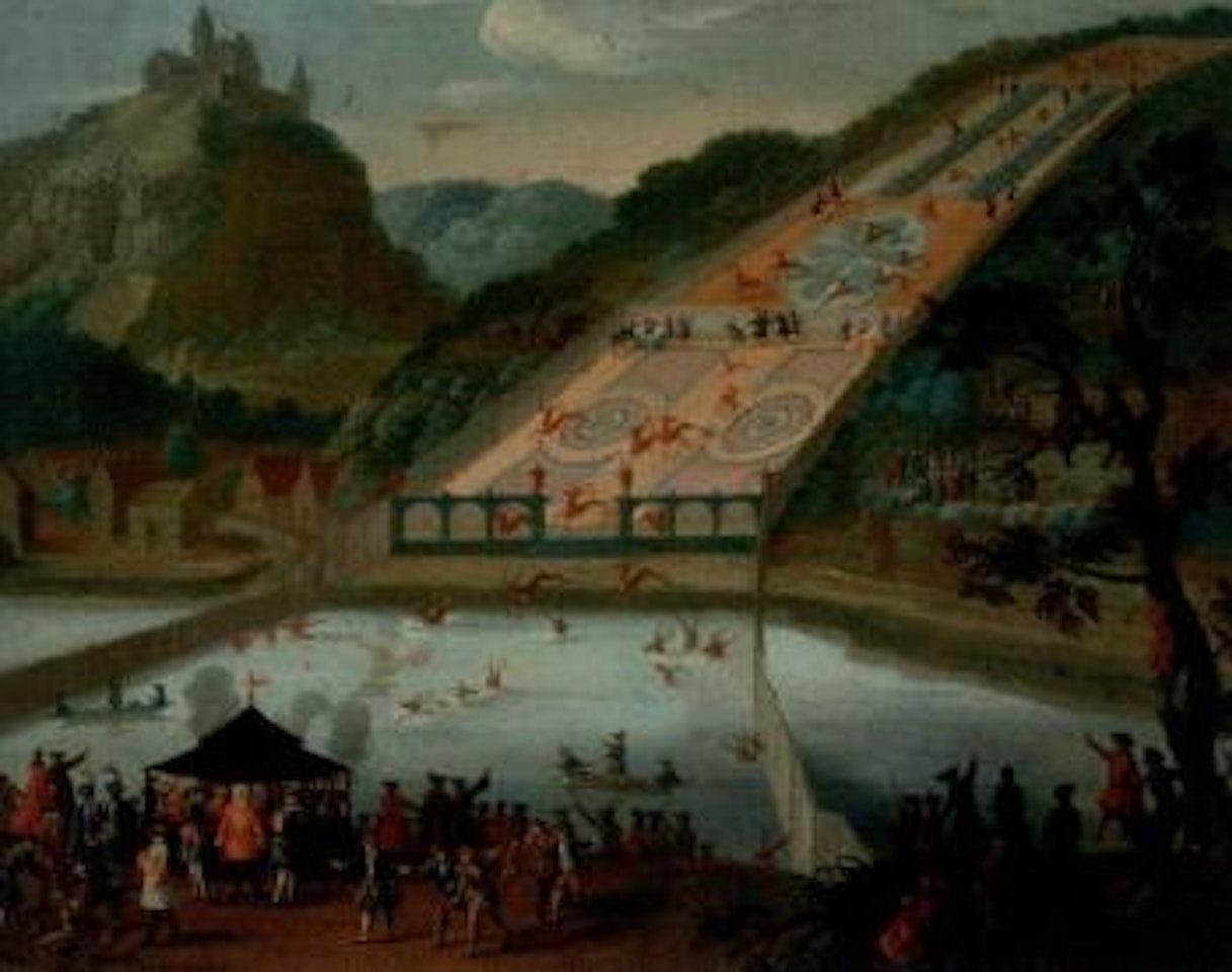 Royal stage hunt. Royal boar hunt by German School