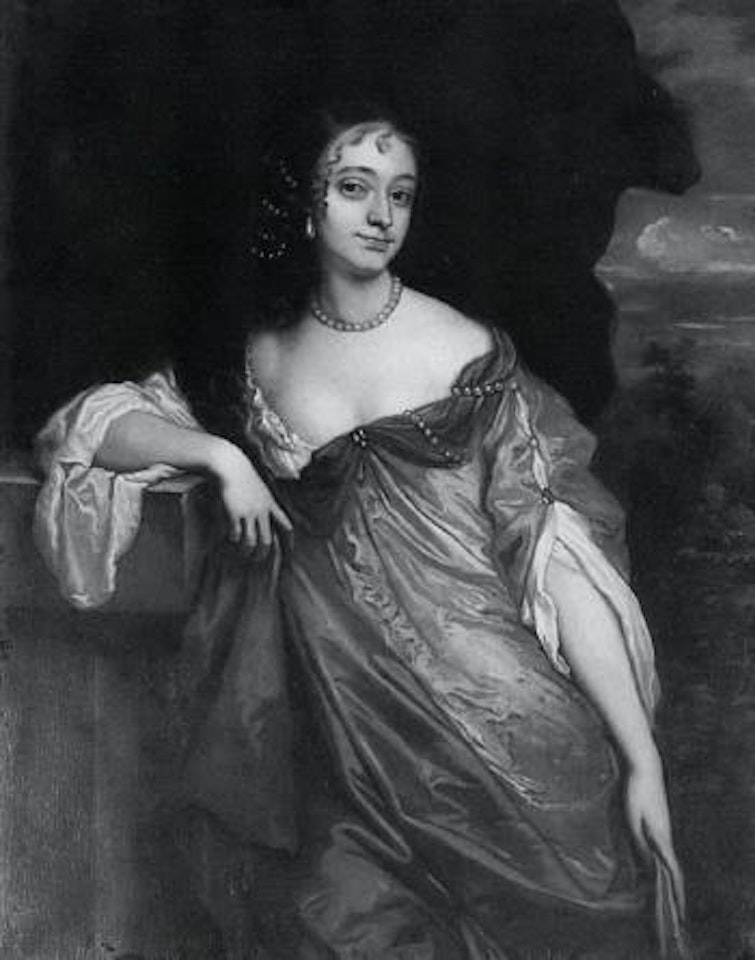 Portrait of a lady wearing gold gown, her hair dressed with pearls by Sir Peter Lely
