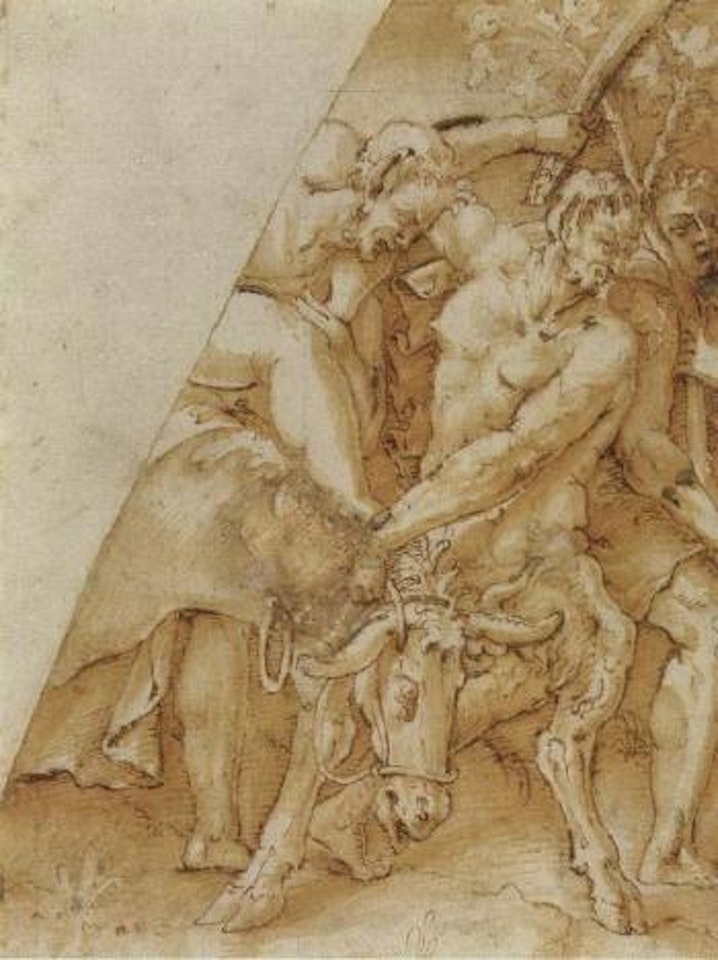 Design for part of a spandrel with a Bacchic procession by Giulio Campi