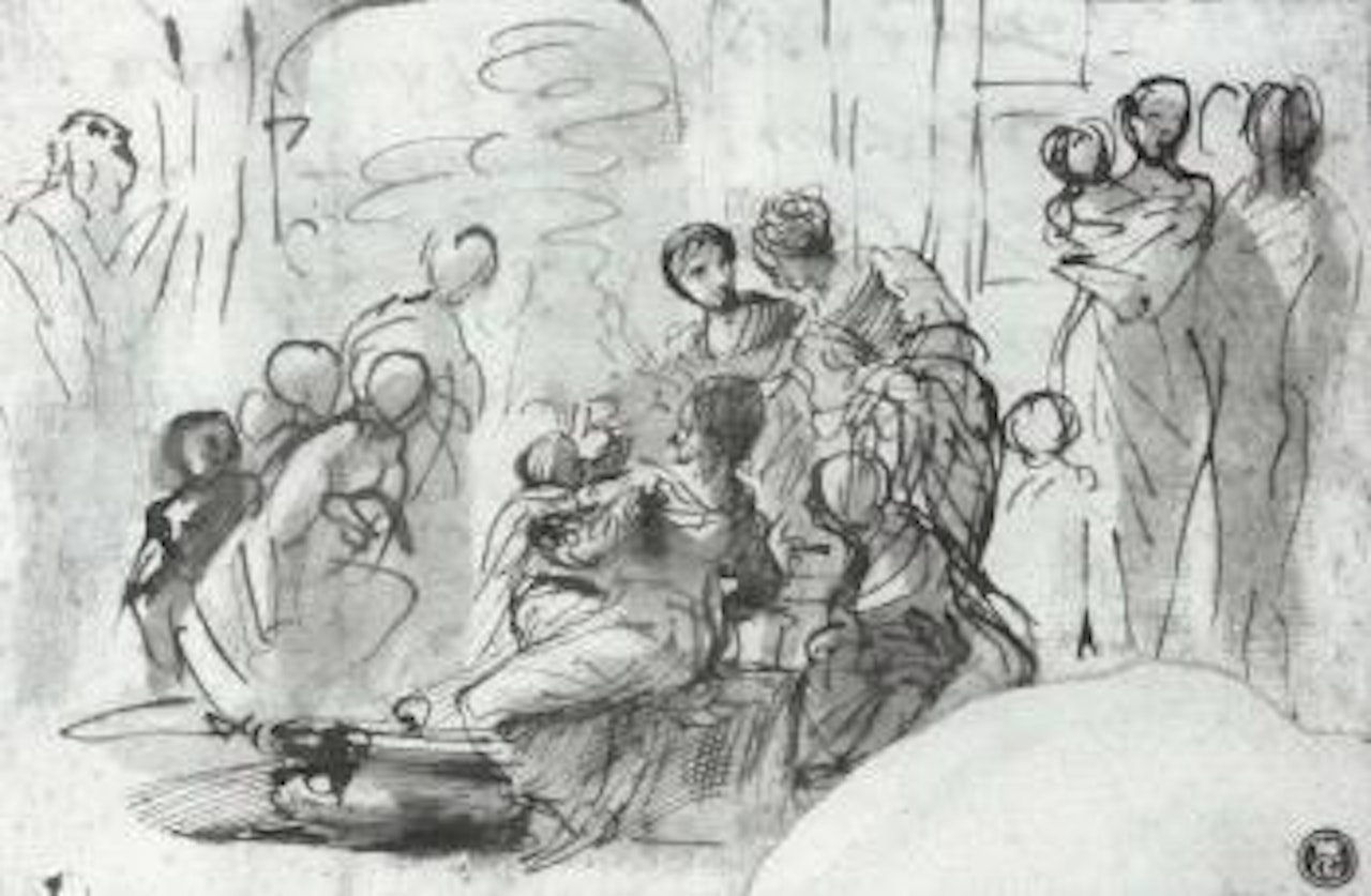 The birth of the Virgin by Pier Francesco Mola