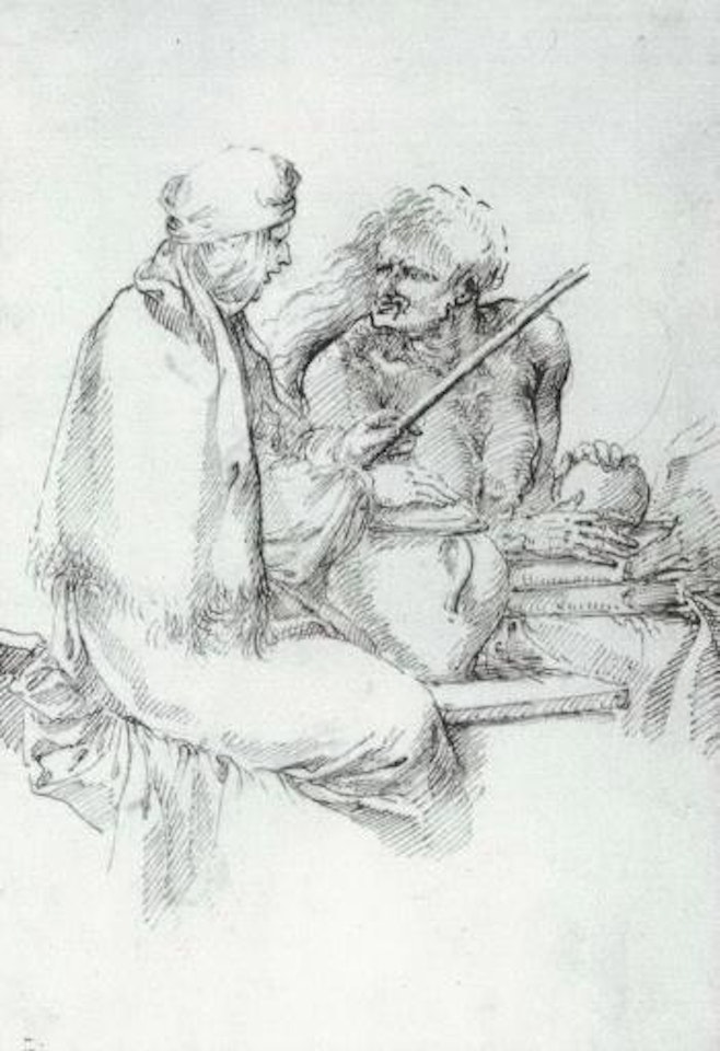 Sorcerer, seated in conversation with a hag by Salvator Rosa