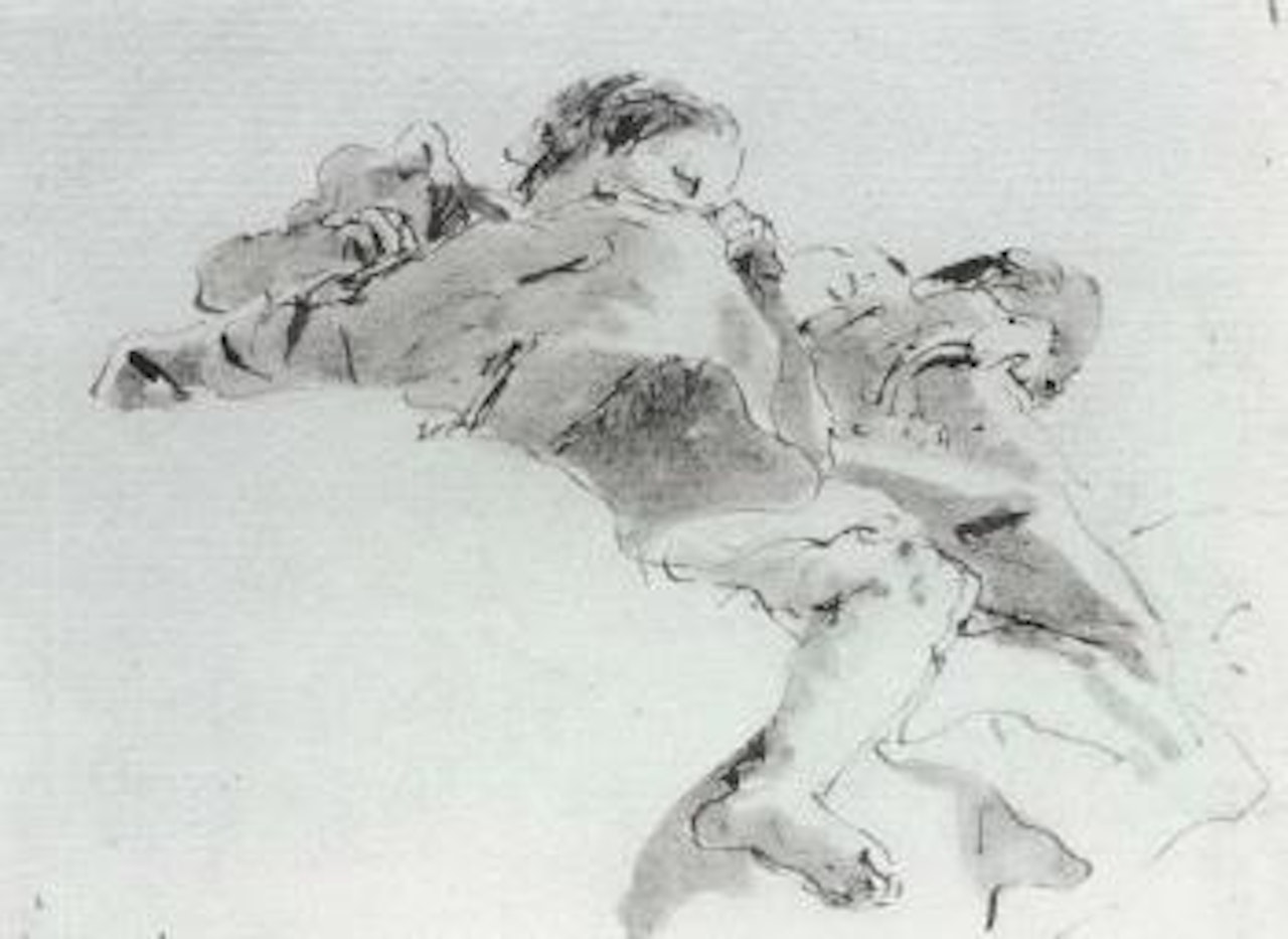 Two figures seated on a cloud, seen de sotto in su by Giovanni Battista Tiepolo