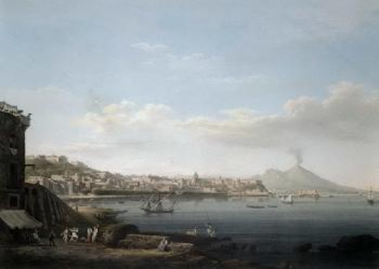 View of the Bay of Naples from Pozzuoli. View of excavations, Pompei by Neapolitan School
