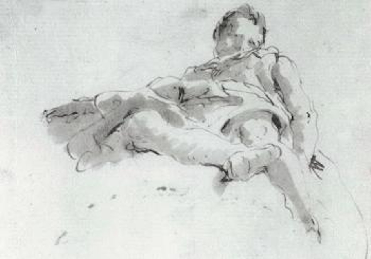 Seated figure on a cloud, seen de sotto in su by Giovanni Battista Tiepolo
