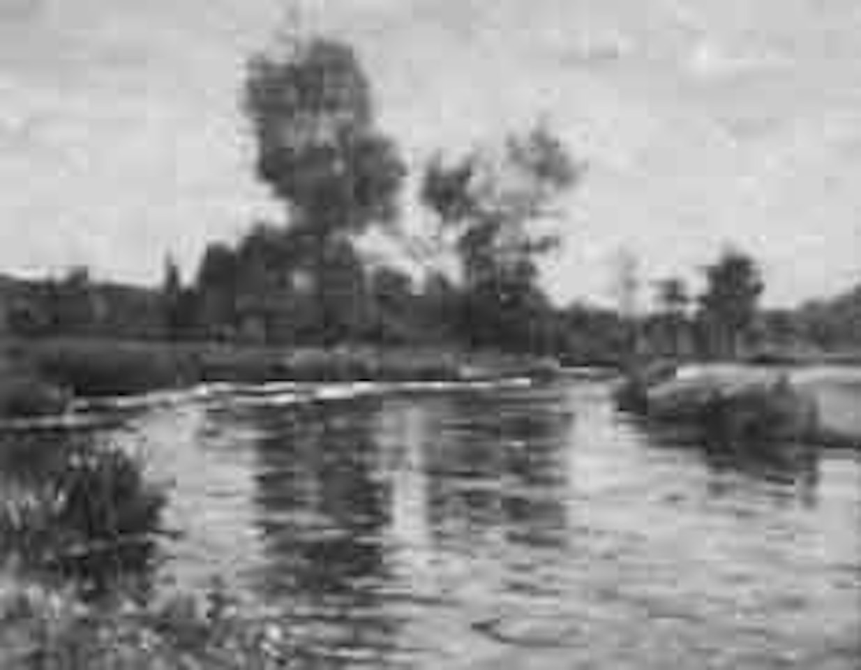 River landscape, France. River at Verneul by Louis Aston Knight