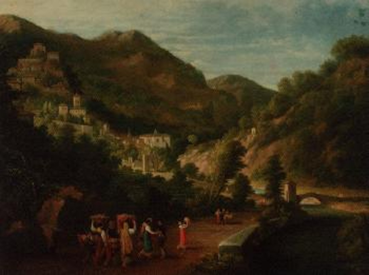 Peasants dancing on the way to market by Italian School