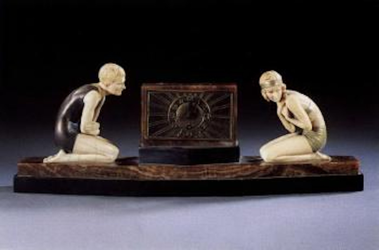 The bathers, figural clock by Ferdinand Preiss