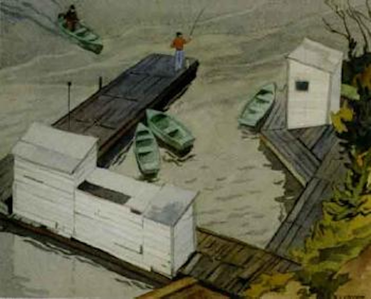 Dock at Lake Baptiste, near Bancroft, 1955 by Alfred Joseph Casson