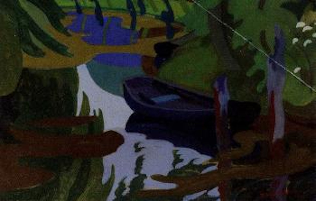 River landscape with row boat by Dirk Smoorenberg