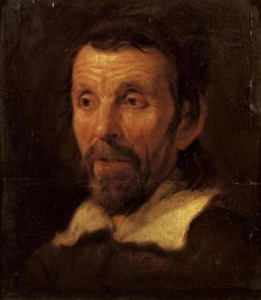 Portrait of bearded man, wearing a brown tunic and white collar by Lenain Brothers