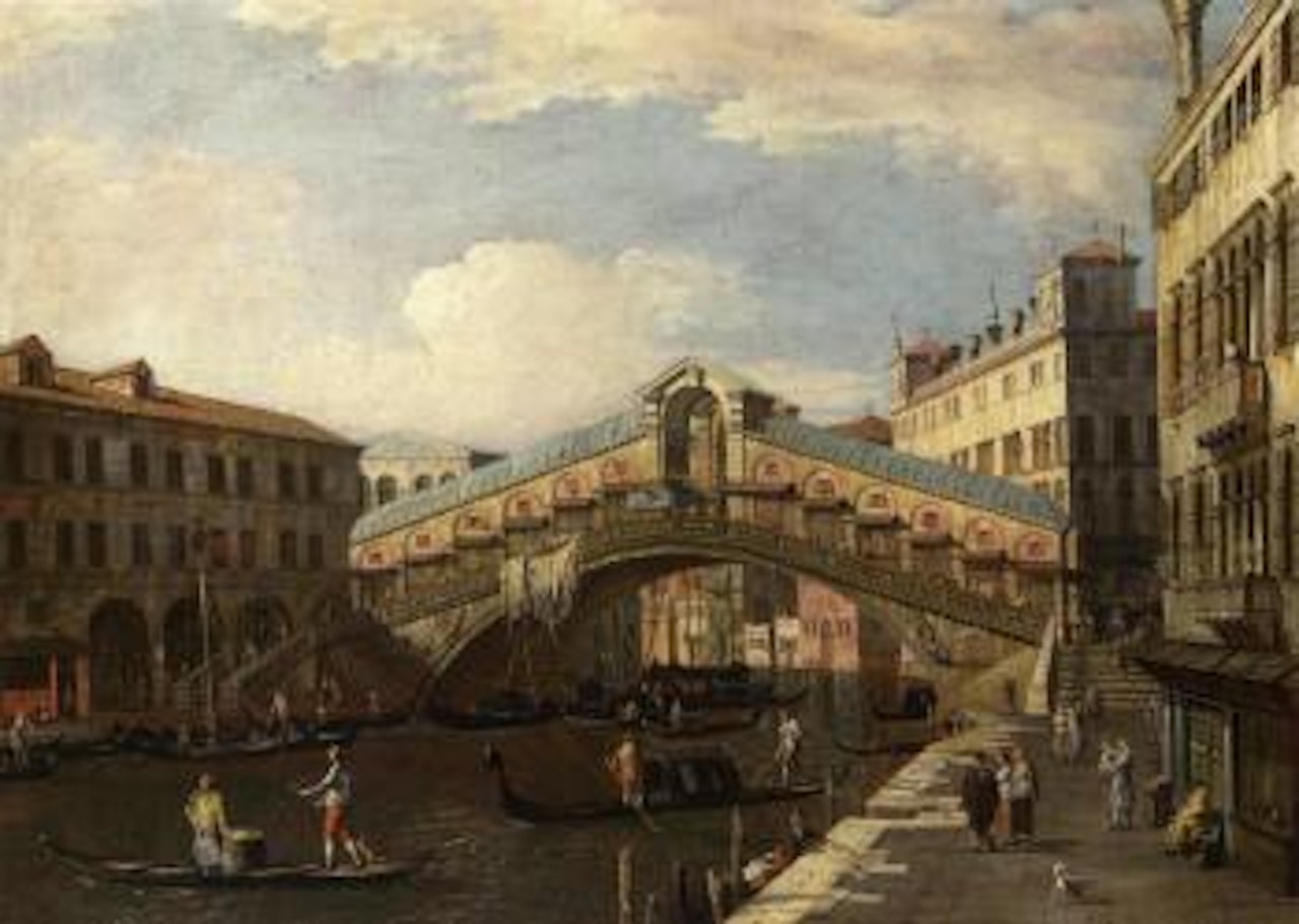Town prospect view from Venice with Rialto Bridge by Canaletto