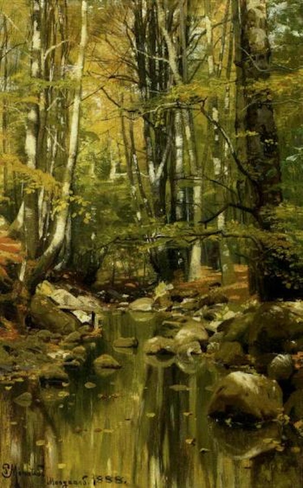 Stream in Mosegaard wood, late summer by Peder Mork Monsted