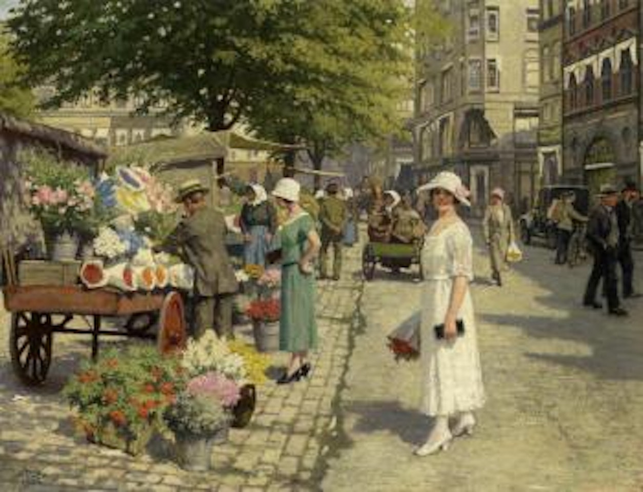 Ladies buying flowers at Amagertorv by Paul Fischer