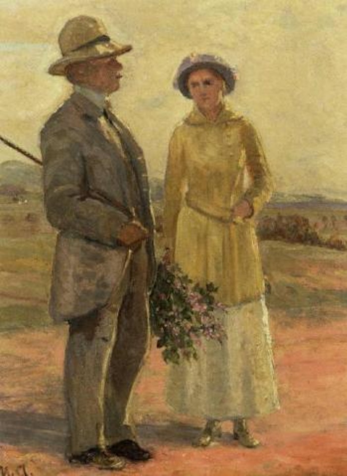 A married couple on their way to visit by Michael Ancher