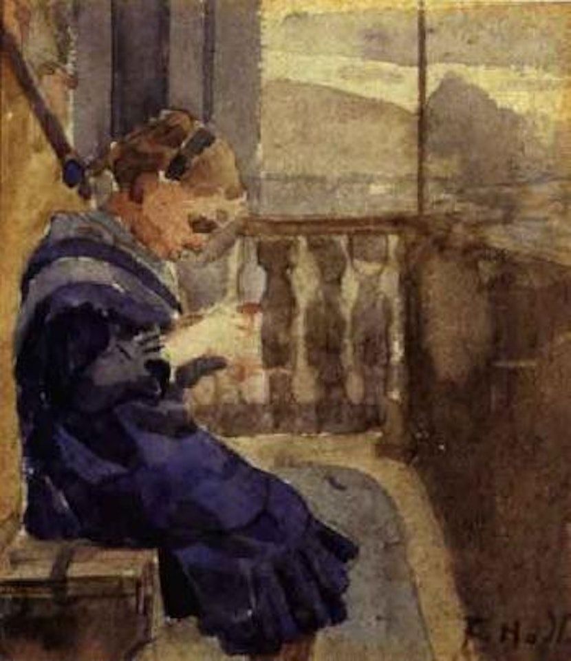 Girl reading on balcony by Ferdinand Hodler