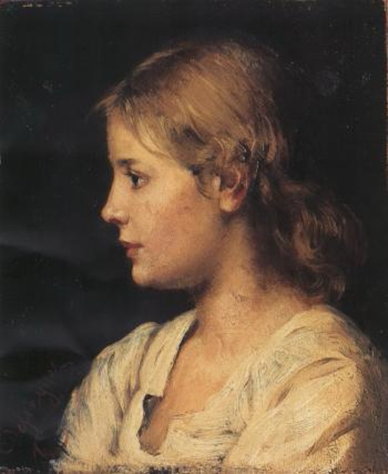 Girl in white blouse by Franz von Defregger