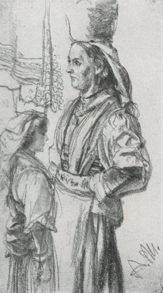 Study of Italian woman by Adolph Menzel