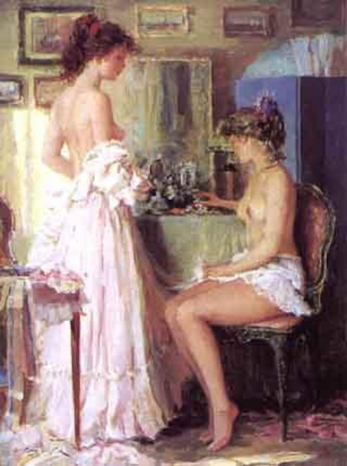 At the dressing table by Constantin Razoumov