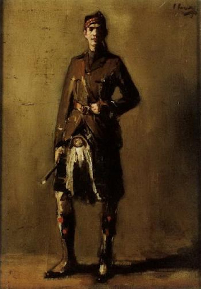 World War I soldier in Highland Officer's dress by John Lavery