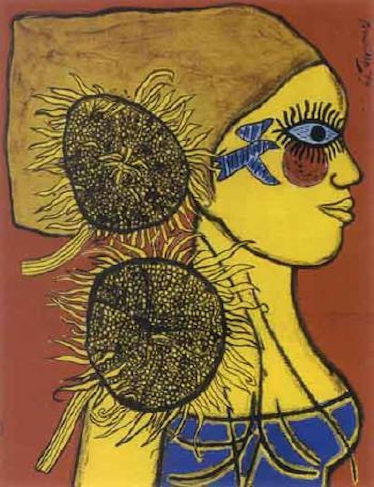 Femme et tournesol by Corneille