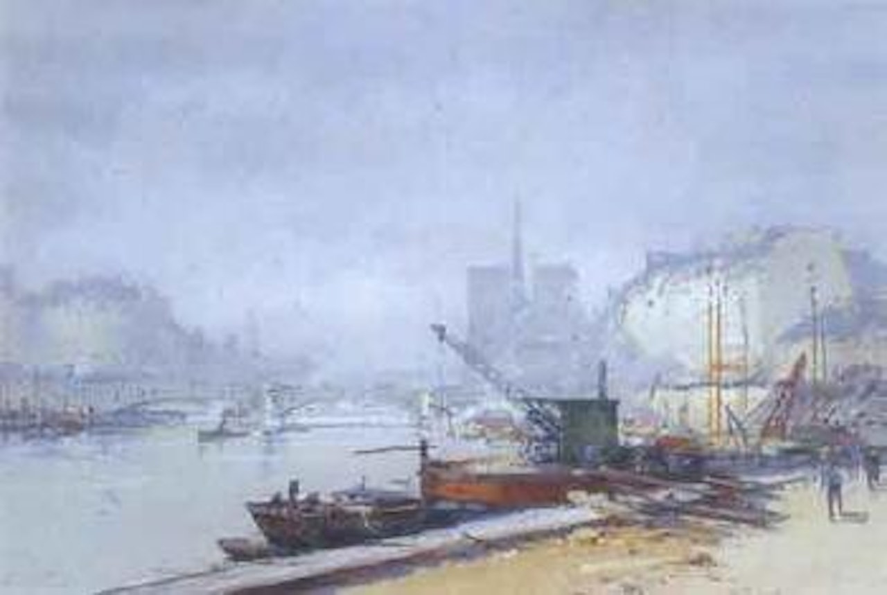 Paris, quais et Notre-Dame by Eugene Galien-Laloue