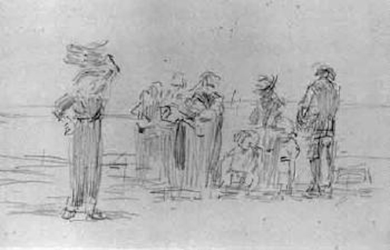 Personnages sur la plage by Eugène Boudin