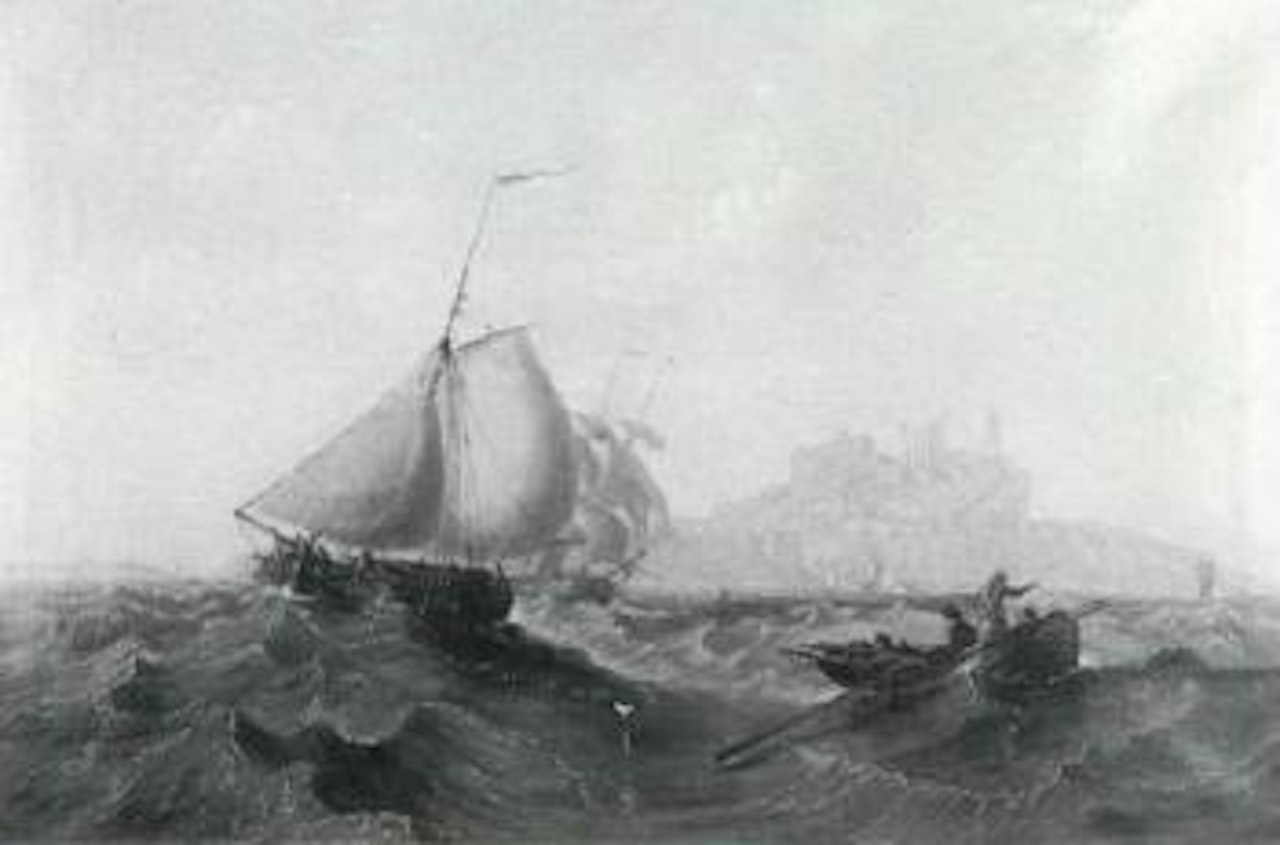 Rowing out in choppy seas by John Wilson Carmichael