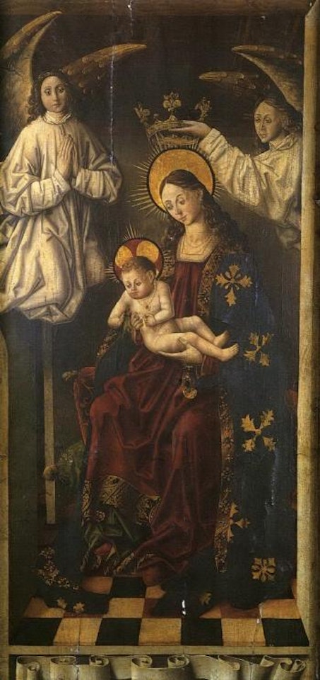 Vierge a l'enfant couronnee par deux anges by Fernando Gallegos