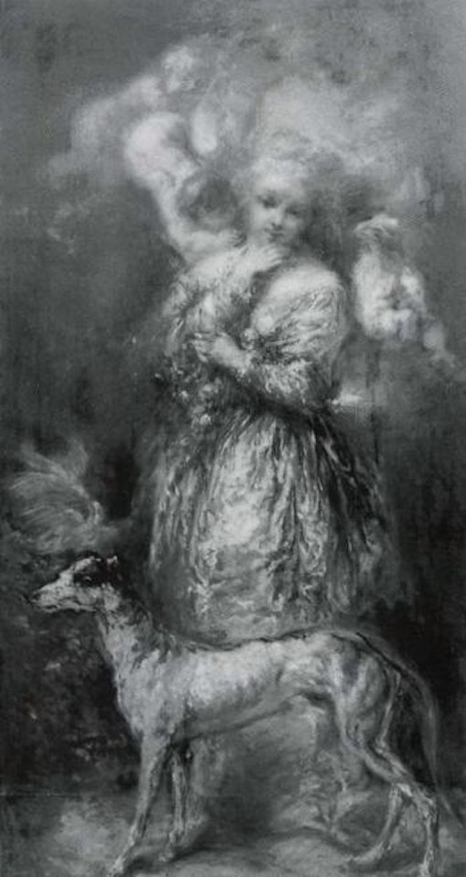 Jeune femme aux amours et levrier by Adolphe Monticelli